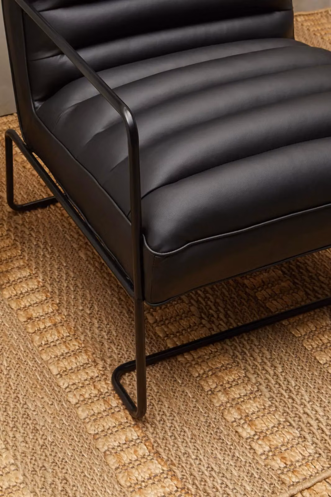 Orsina Foundry Black Leather Effect Metal High Back Accent Chair, H 78 x W 62 x D 62 cm – 6