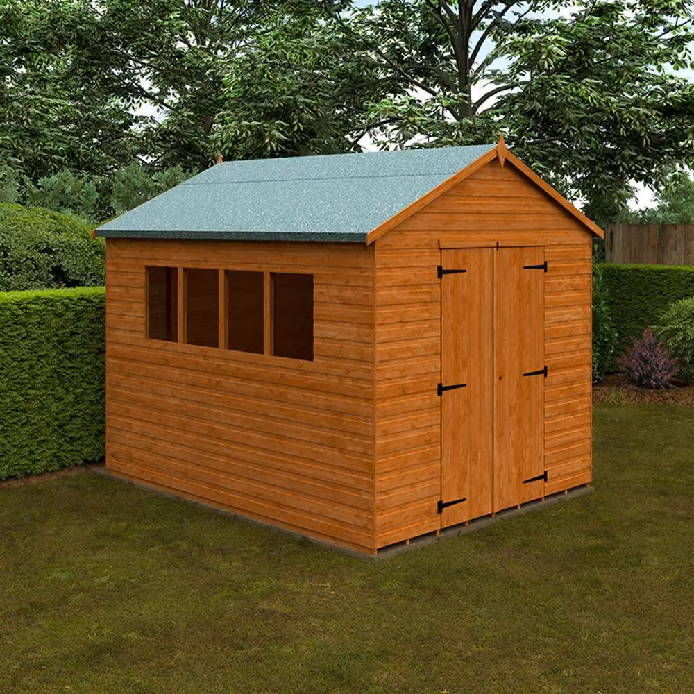 Buttercup Farm 12mm Wooden Workshop Shed with Double Doors and Window in Burnt Orange, W: 235 cm, D: 295 cm, H: 254.5 cm – 2