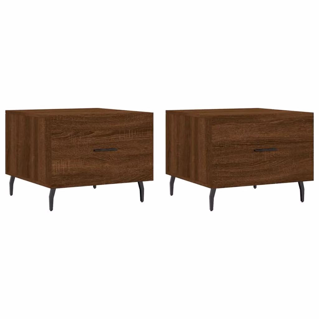 Berkfield Home Set of 2 Brown Oak Square Coffee Tables, W/D/H: 50 x 50 x 40 cm – 2