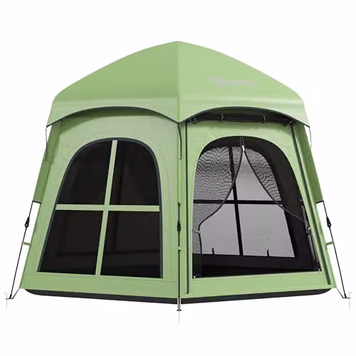 Outsunny Pop Up Tent with 2 Doors and Carry Bag, 3000mm Waterproof, Green – 1
