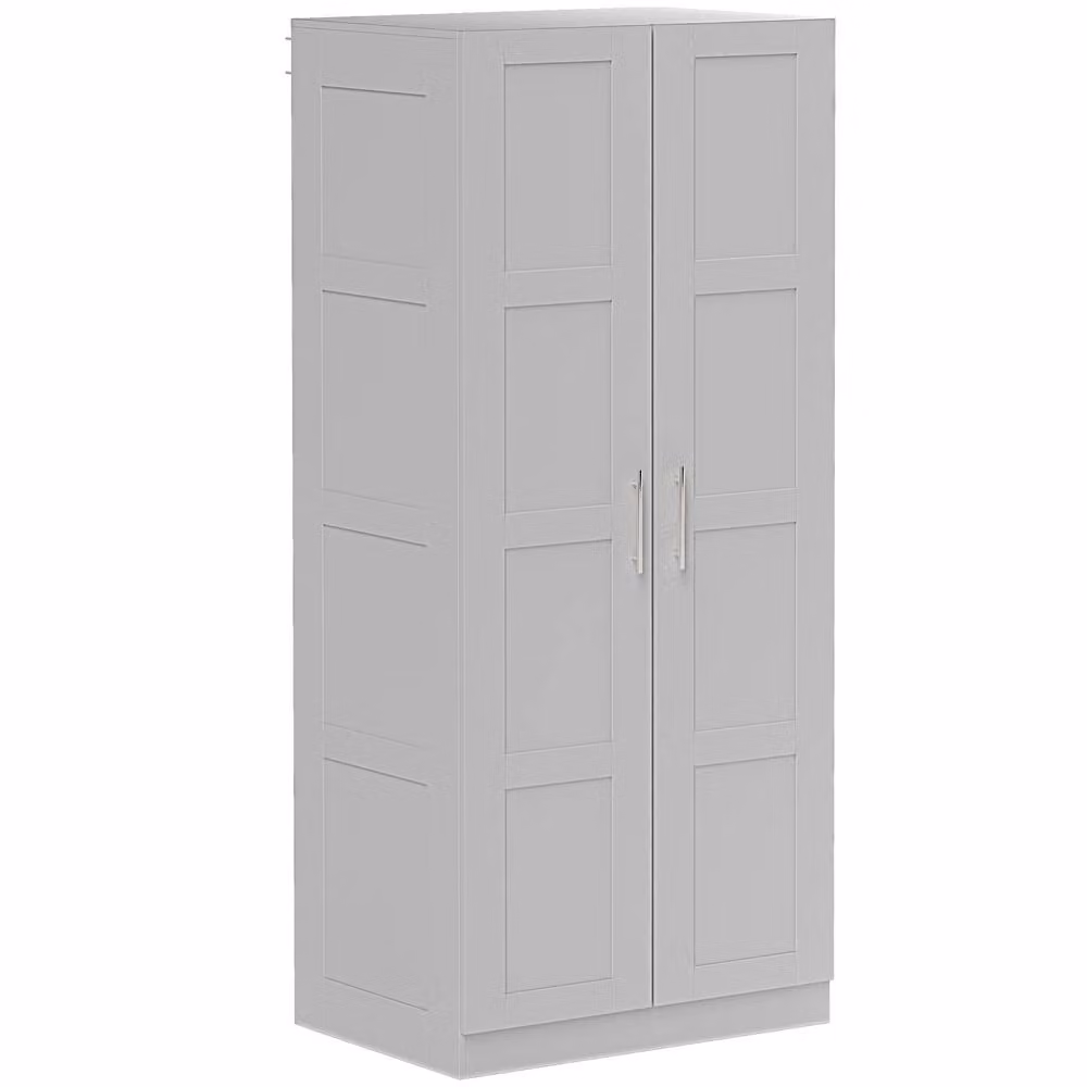 HOMCOM Modern Double Wardrobe in Grey with Hanging Rail and Soft-Close Hinged Doors, H: 180 cm, W: 80 cm – 2