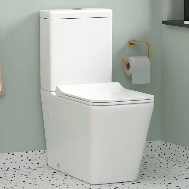 Royal Bathrooms Elena White Ceramic Rimless Close Coupled Toilet with Slim Soft Close Seat and Cistern