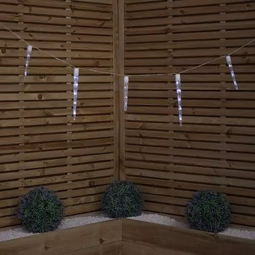 Samuel Alexander Set of 10 Battery Operated In-Lit Christmas Icicle Lights with 40 Cool White LEDs