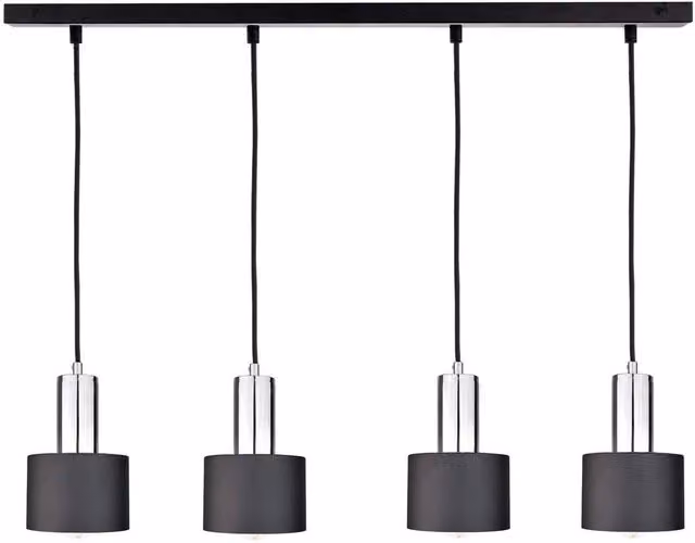Netlighting Luce Bar Pendant Ceiling Light in Black and Silver, 100 cm, 4x E27