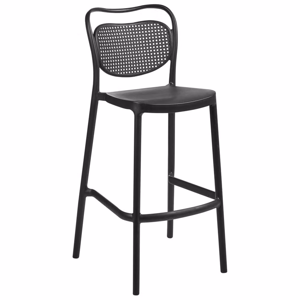 Wyld and Coco Set of 2 Black Retro Bar Chairs, Weatherproof Plastic Indoor Outdoor Seating – 3