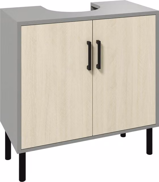 Kleankin Freestanding Under Sink Bathroom Storage Cabinet with Hinged Double Doors and Internal Shelves, W/D/H: 60 x 30 x 61 cm, Brown