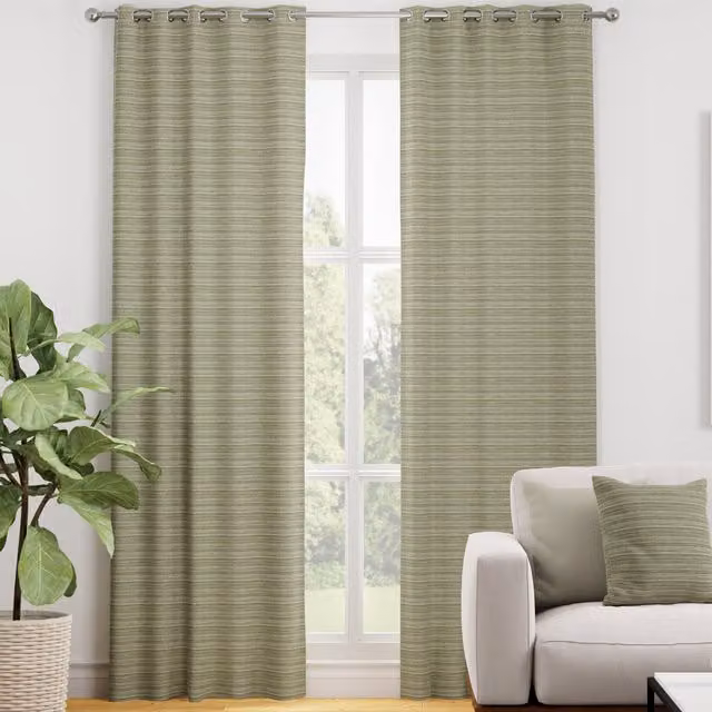 Terrys Made to Measure Blackout Eyelet Curtain Panel in Green Polyester