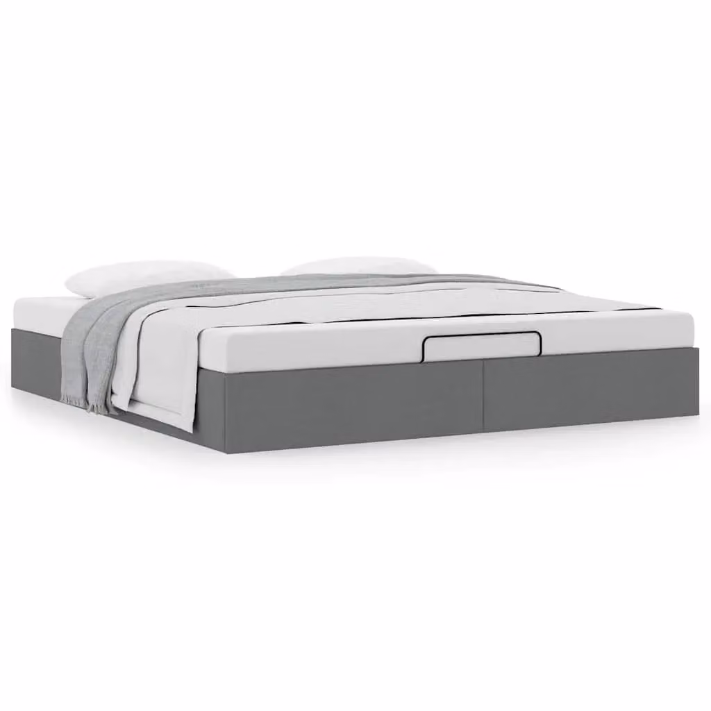 Berkfield Home Upholstered Ottoman Bed Frame in Dark Grey Fabric, W: 200 cm, D: 200 cm – 2