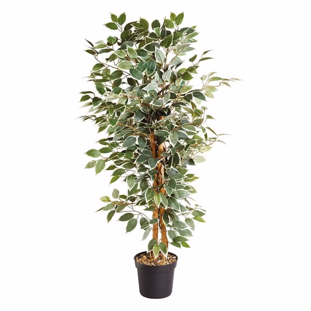 mysmartbuy Artificial Weeping Fig Plant, Green Faux Tall Houseplant Tree, H 130 cm x W 30 cm x D 30 cm – 2