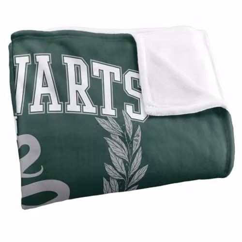 Warner Bros. Harry Potter Slytherin Hogwarts Leaves Super Soft Fleece Throw Blanket, Multicolour, W: 91.44 cm x D: 147 cm – 2
