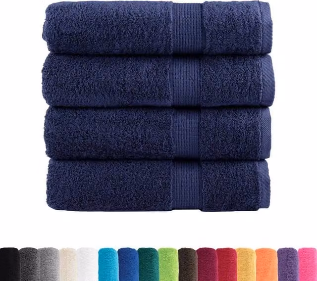 Berkfield Home SOLUND Premium Cotton Terry Shower Towels, 4 Pack, Navy Blue, W: 70 cm, L: 140 cm, 600gsm – 1