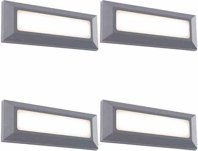 Loops 4 Pack Outdoor IP65 Pathway Guide Lights with 3W Warm White LED in Grey – 1