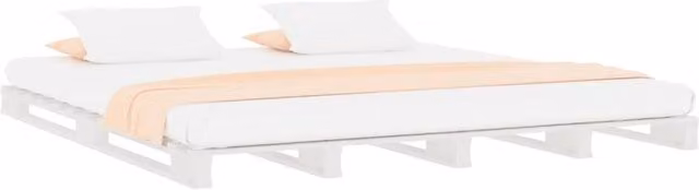 Berkfield Home Pallet Bed in White, Solid Pine Wood, Super King Size, W: 180 cm, D: 200 cm – 1