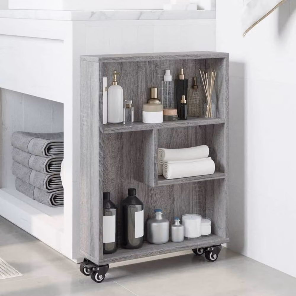 Berkfield Home Narrow Storage Trolley in Grey Sonoma, W/D/H: 48 x 13 x 68 cm – 3