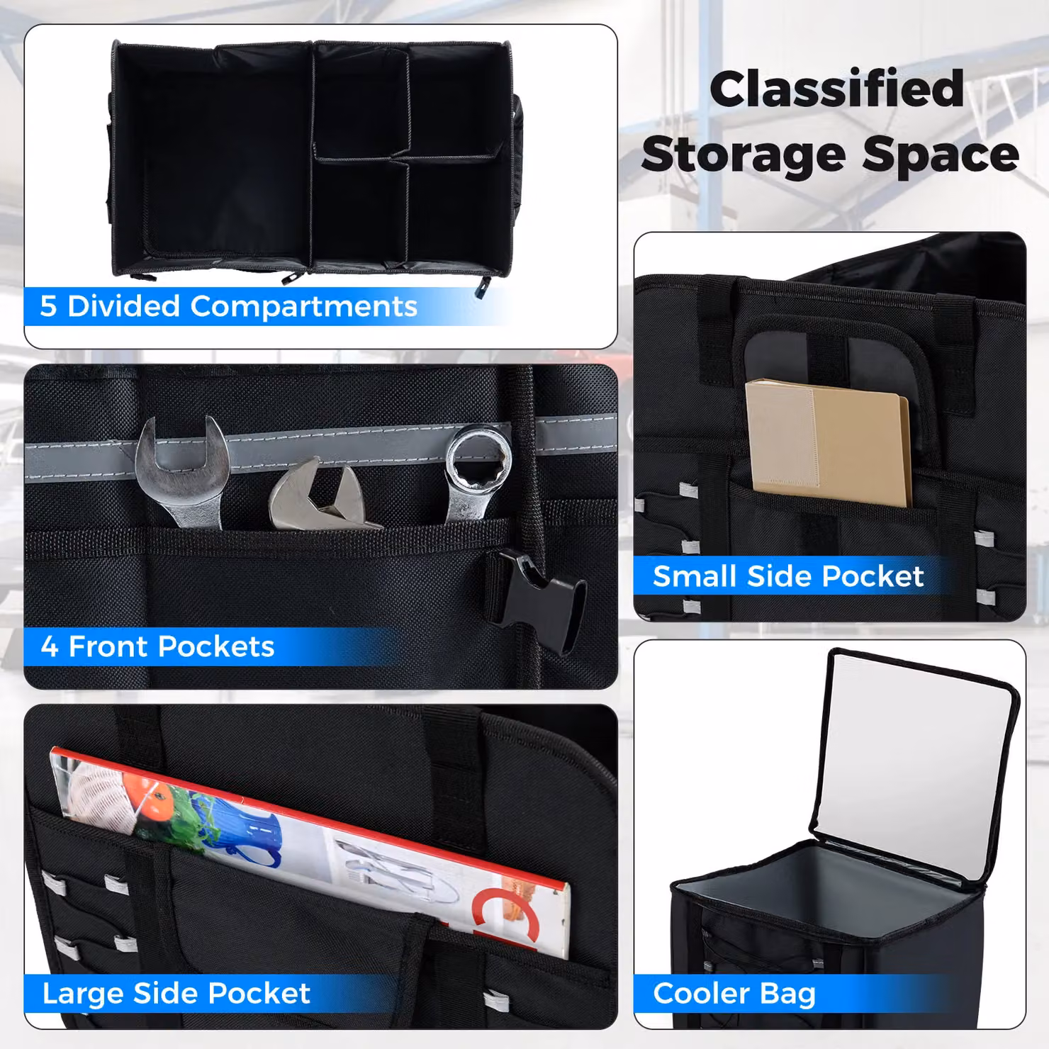 Costway 20L Portable Car Trunk Organizer with Lid in Black – 4