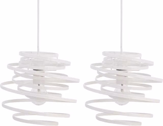 First Choice Lighting Set of 2 White Metal Swirl Easy Fit Modern Light Shades