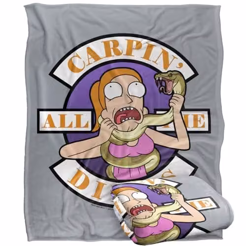 LOGOVISION Rick and Morty Super Soft Silky Touch Fleece Throw Blanket, Multicolour, W: 127 cm x D: 152.4 cm