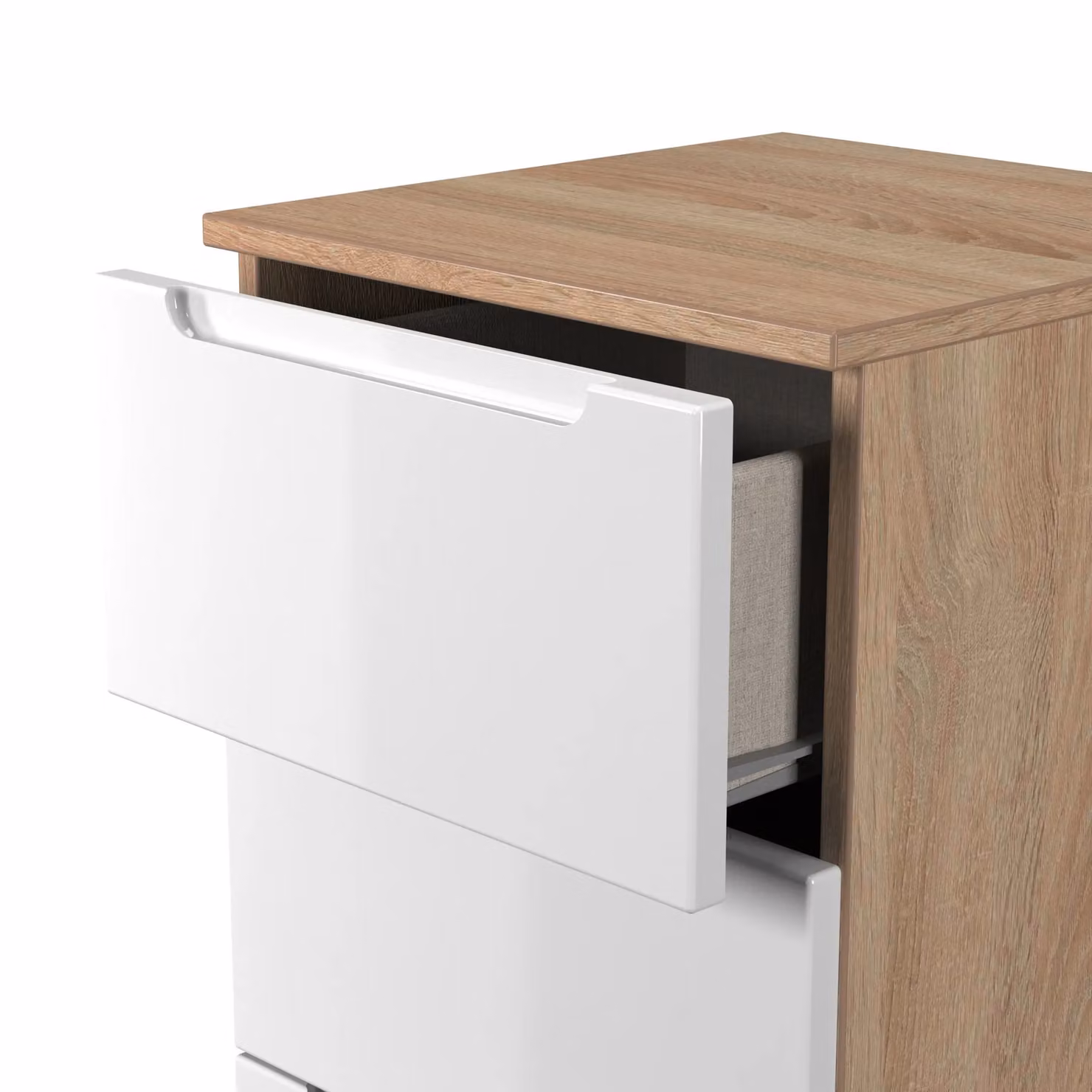 2 U Lucca 3 Drawer Bedside Table in Light Oak, Small, Ready Assembled – 3
