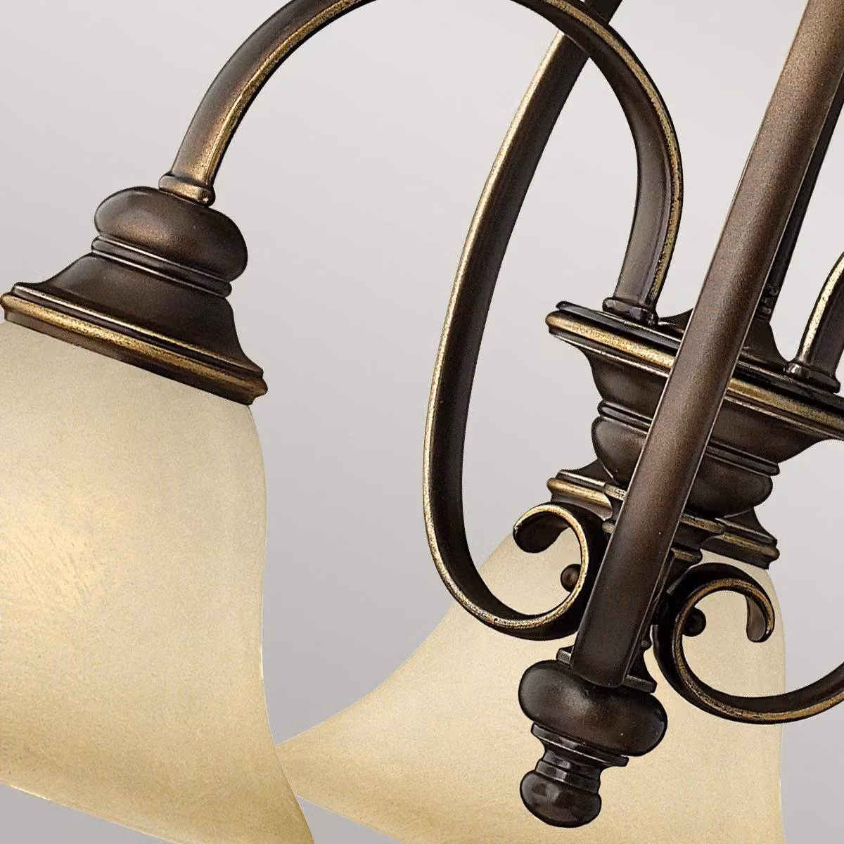 Netlighting Cello Multi Arm Chandelier with 3 Lights, Antique Bronze and Brown Faux Alabaster Finish – 2