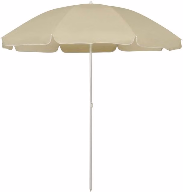 Berkfield Home Beach Umbrella in Sand, Yellow and White with Polyester Fabric, Diameter: 240 cm – 1
