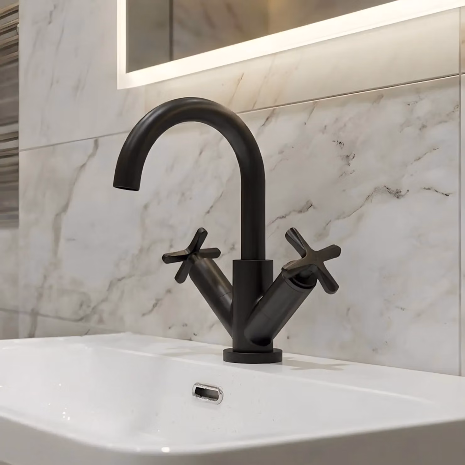 Balterley Connect Mono Basin Mixer Tap with Push Button Waste in Matt Black – 4