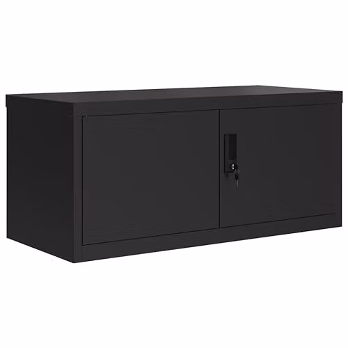 vidaXL Modern Black Metal File Cabinet with Lock and Adjustable Shelves W/D/H: 90 x 40 x 220 cm – 2
