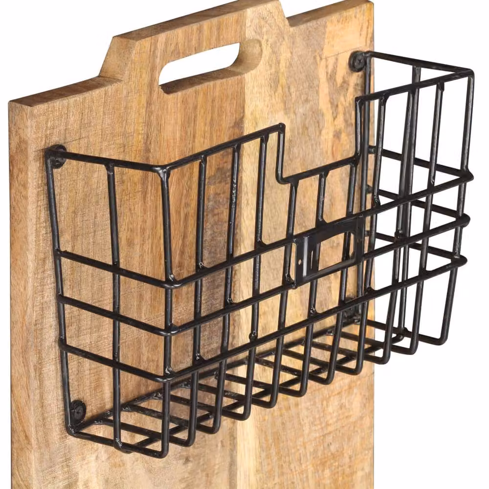 Berkfield Home Wall-mounted Rustic Mango Wood Magazine Rack in Brown, W/D/H: 33 x 10 x 67 cm – 3