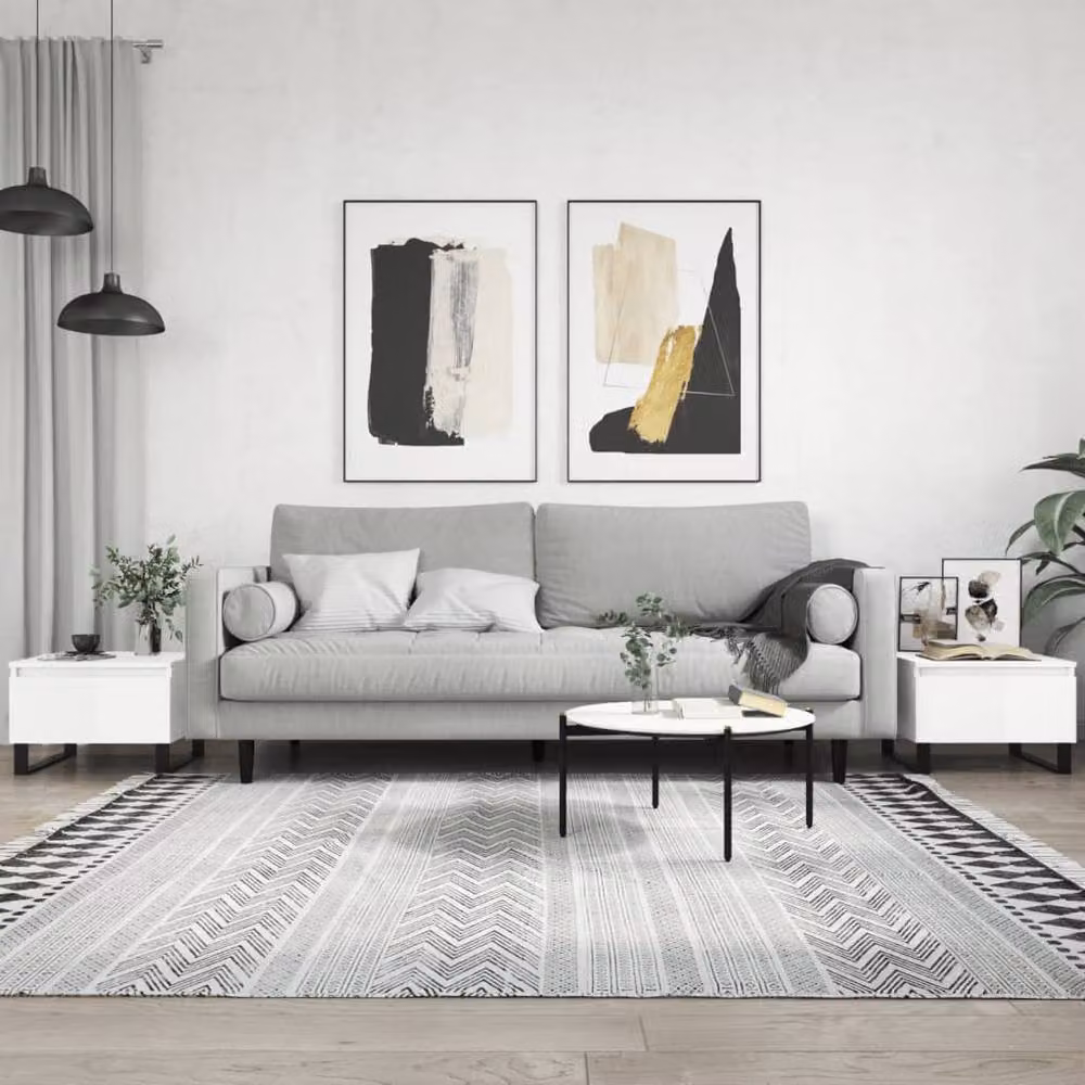Berkfield Home Modern Nested Coffee Table Set in High Gloss White, W/D/H: 50 x 46 x 35 cm – 2
