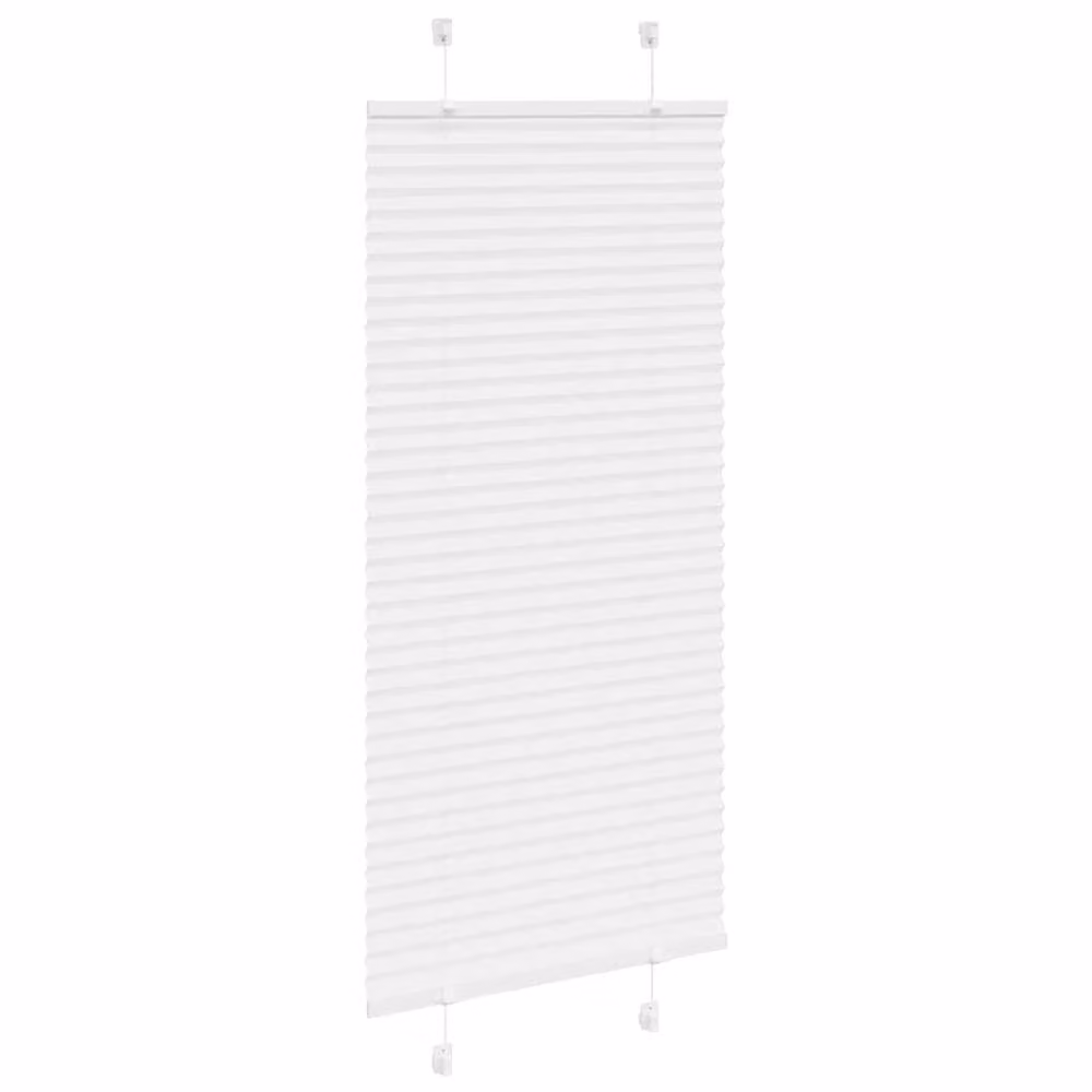 Berkfield Home White Single Pleat Polyester Fabric Blind, W: 64.4 cm, H: 100 cm