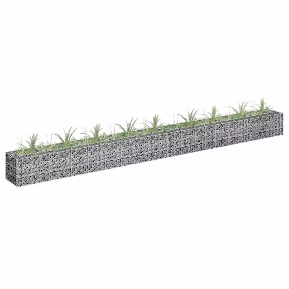 Berkfield Home Silver Galvanised Steel Stone Gabion Raised Bed, W: 360 cm, D: 30 cm, H: 30 cm