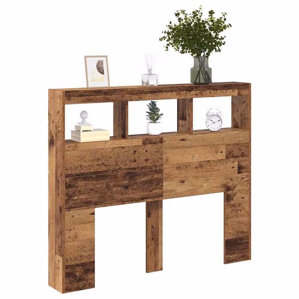 Berkfield Home Rustic Solid Reclaimed Wood Headboard with Integrated Lighting and Shelf in Brown, W/D/H: 120 x 17 x 102 cm – 2