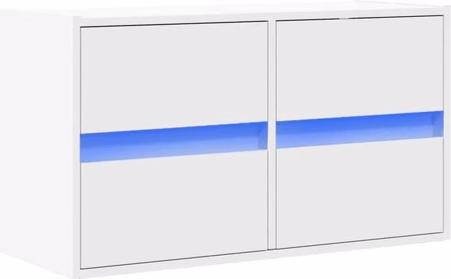 Berkfield Home TV Wall Cabinet with LED Lights in White, W/D/H: 80 x 31 x 45 cm