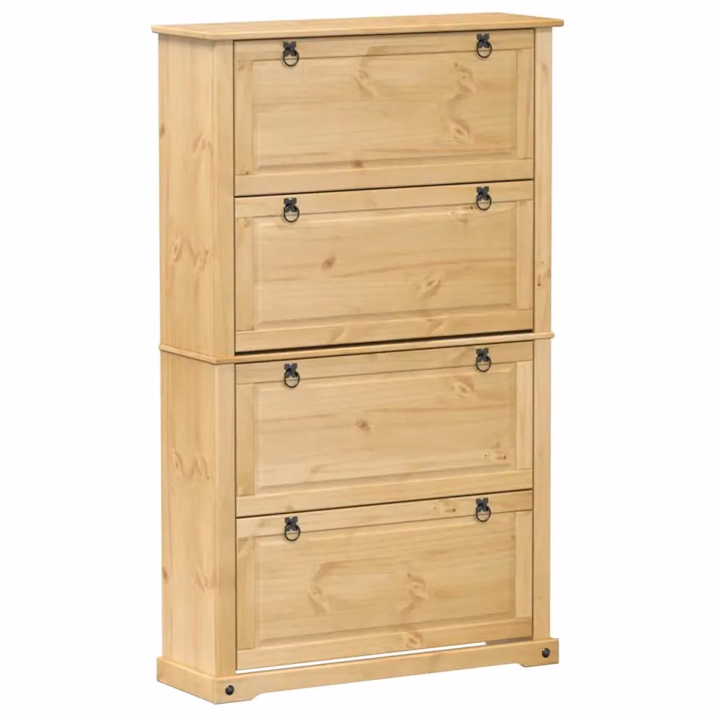 Berkfield Home Corona Shoe Cabinet in Brown Solid Pine Wood, W: 99 cm, D: 32 cm, H: 163.5 cm – 2