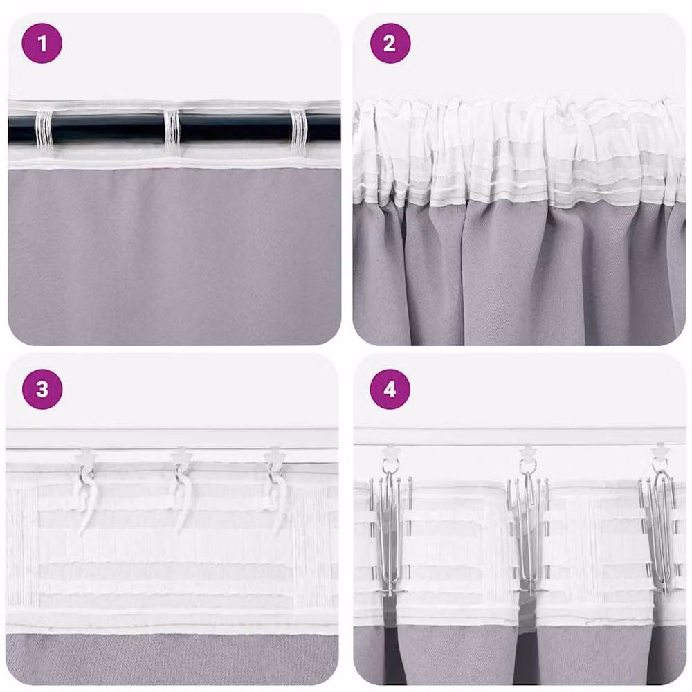 Berkfield Home Modern Opaque Polyester Curtains, 2 Pack, Grey, H 260 x W 140 cm – 4