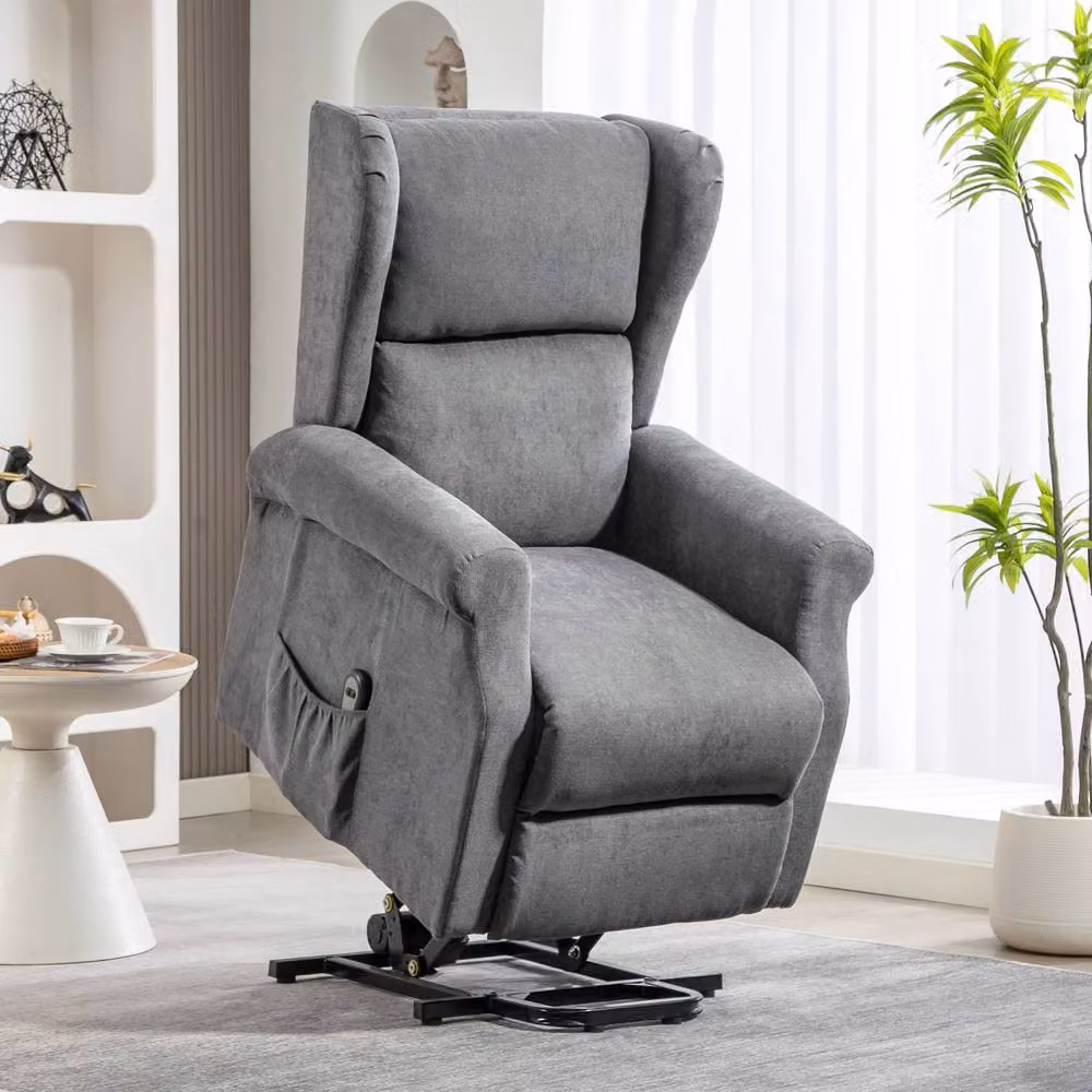 STILVORA Grey Recliner Armchair with Powered Lift Assist and Fabric Upholstery – 3