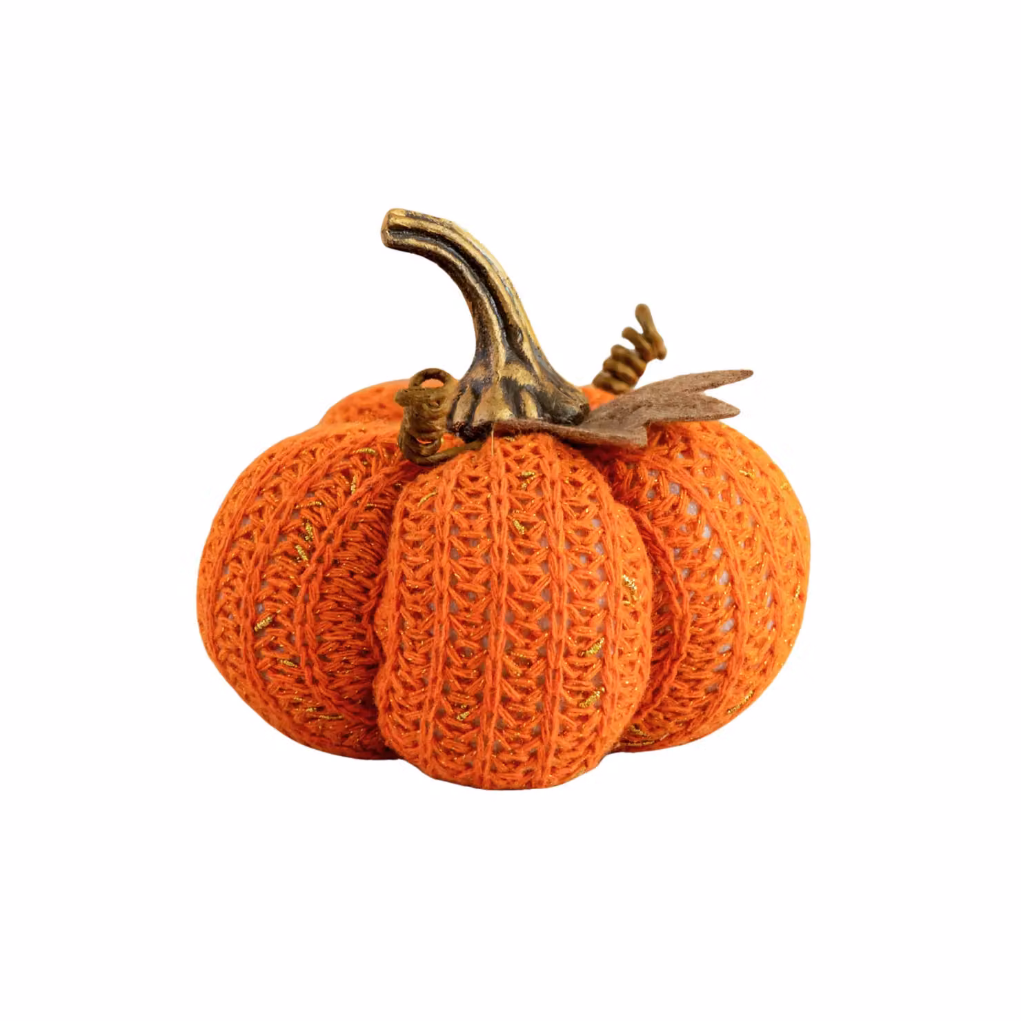 Marco Paul Orange Plush Pumpkin Autumn and Halloween Tabletop Decoration, 13 cm – 2