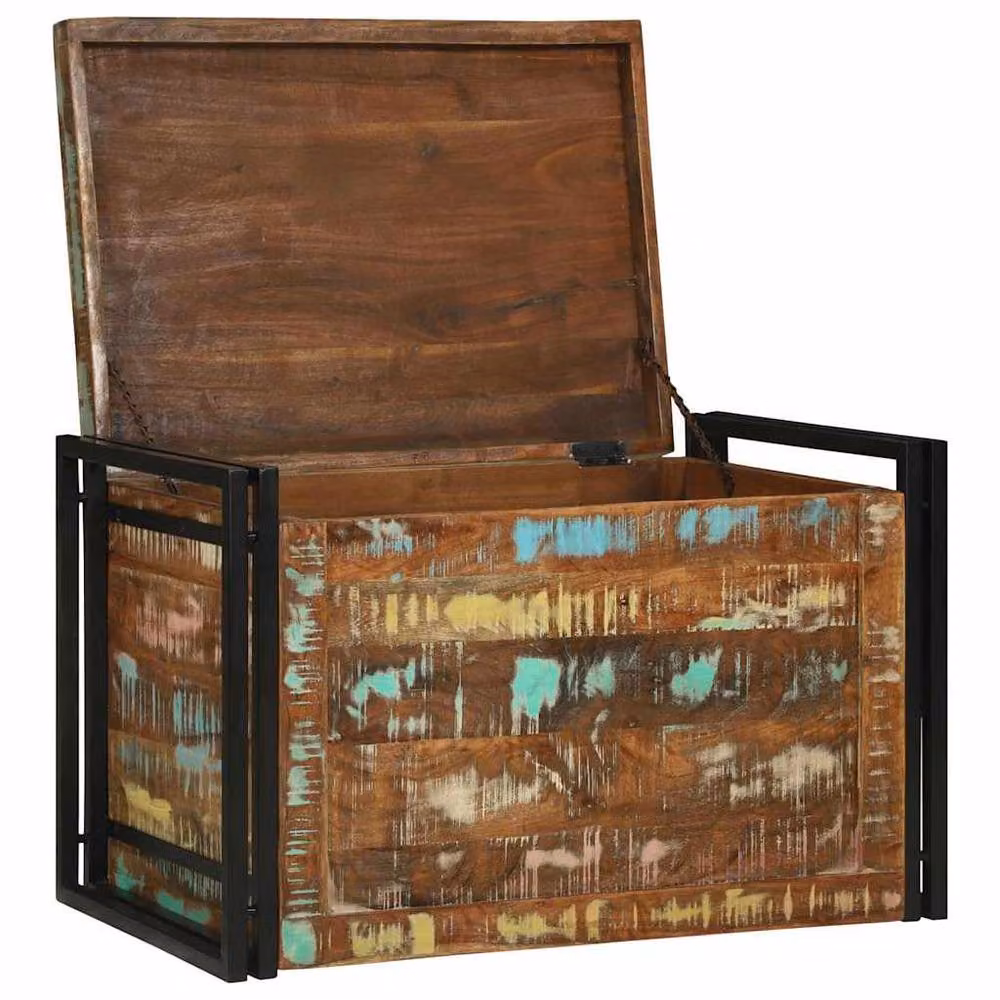 Berkfield Home Multicolour Rustic Wood Storage Box W/D/H: 80 x 50 x 50 cm – 3
