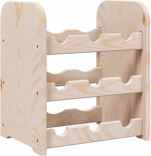 Berkfield Home Rustic Solid Pine Wine Rack in Light Brown, W/D/H: 33 x 25 x 37 cm – 1