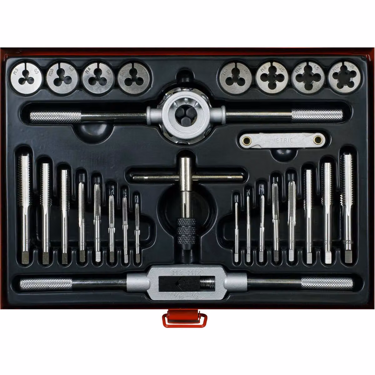 Loops 28pc Metric Tap and Split Die Set in Silver and Multicolour Alloy Steel – 4