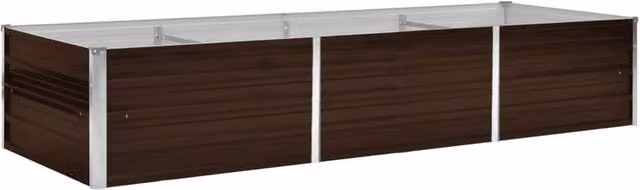 Berkfield Home Garden Brown Galvanised Steel Raised Bed W/D/H: 240 x 80 x 45 cm – 1