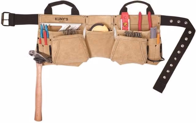 Kuny's Ap-622a Carpenter's Apron in Brown Split Grain Leather and Nylon with Belt