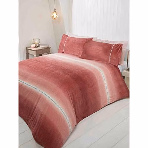 Rapport Home Diamante Teddy Duvet Cover and Pillowcase Set in Pink, W/D/H: 135 x 200 cm and 50 x 75 cm – 1