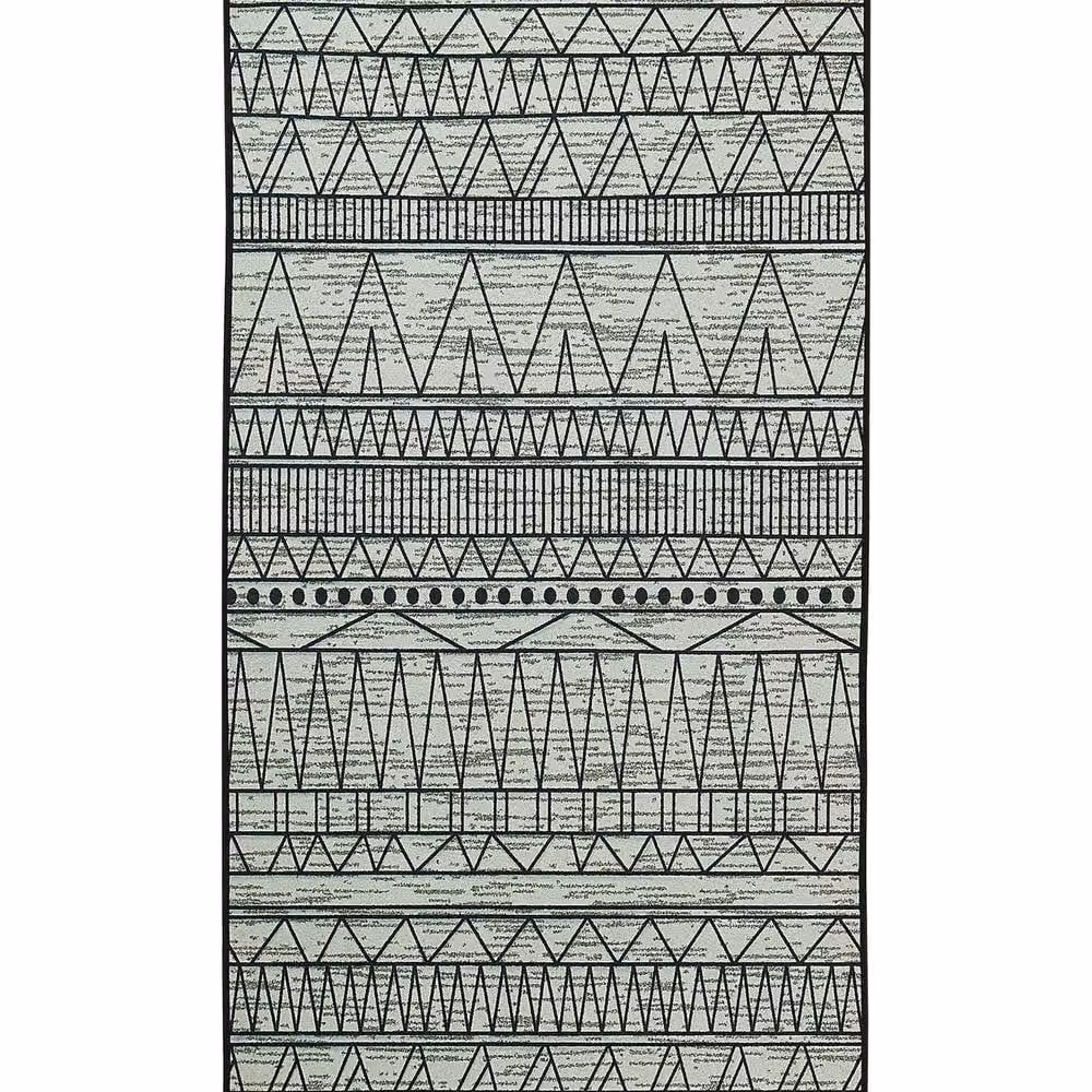 Wyld and Coco Geometric Rectangular Rug in Black and Grey, W: 80 cm, L: 150 cm – 1