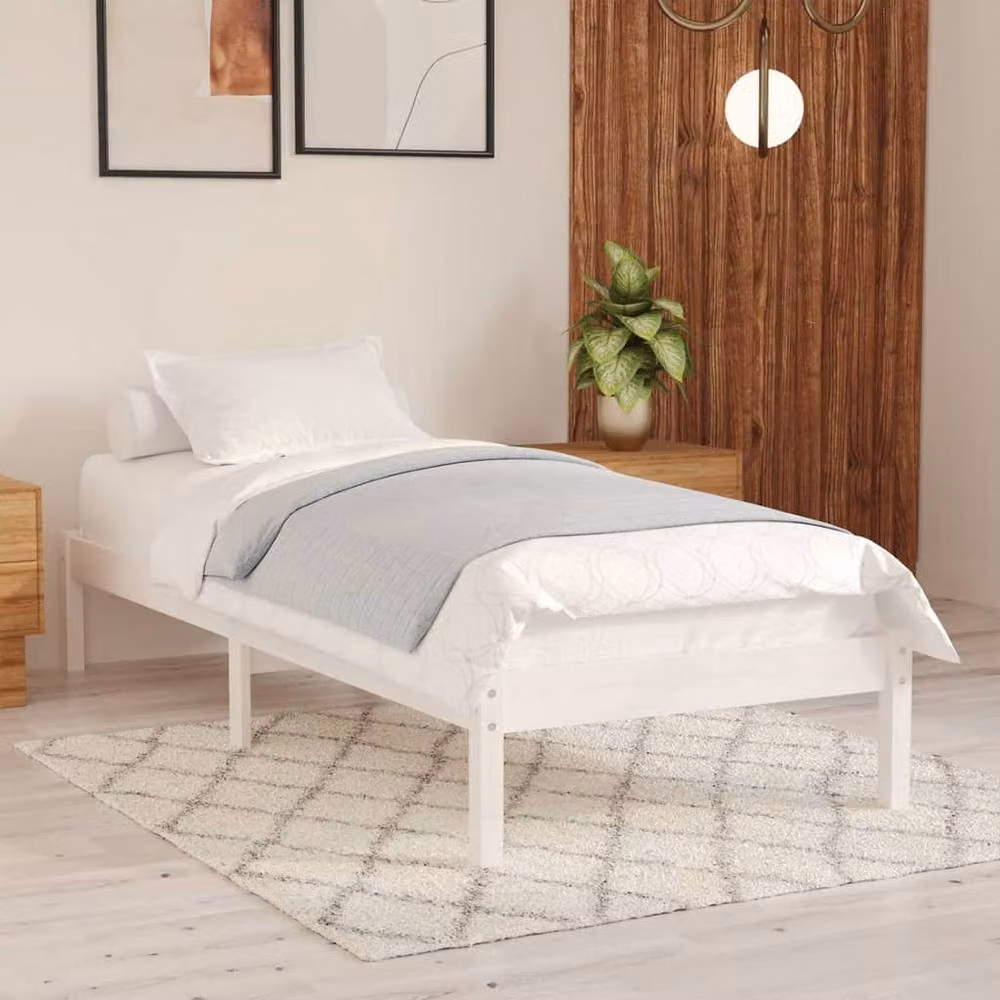 Berkfield Home Modern White Solid Wood Pine Bed Frame W/D/H: 100 x 200 cm – 2