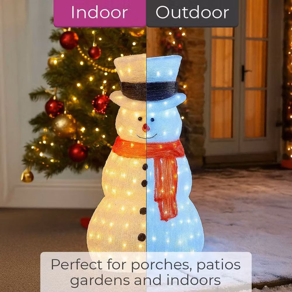 Neo Large Festive Christmas Acrylic Light Up Snowman Outdoor Decoration in Cool White, Height: 70 cm – 4