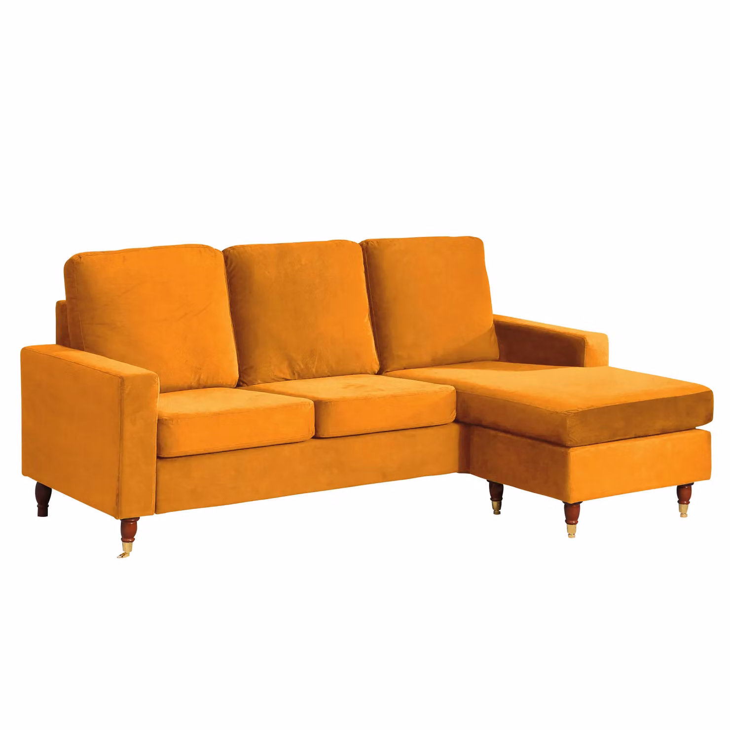 Artemis Home Hendrick Reversible L-Shape Corner Sofa in Orange Velvet – 2