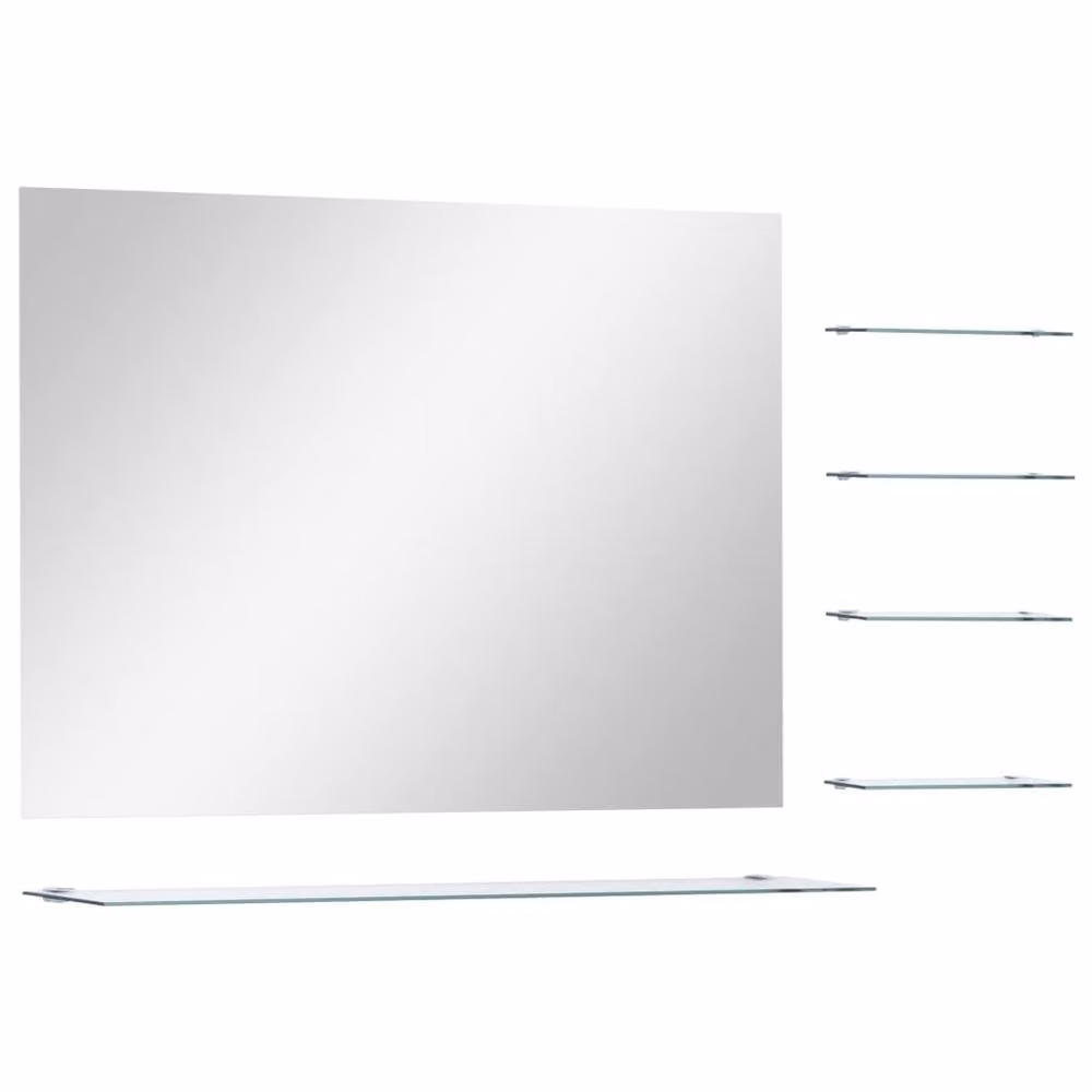 Berkfield Home Minimalist Rectangular Wall Mirror with 5 Shelves, Silver, W: 80 cm, H: 60 cm – 2