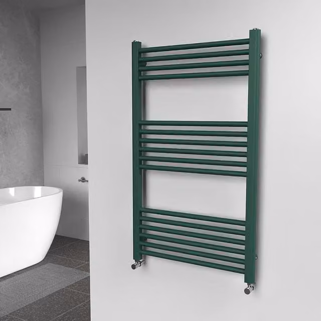 Lux Heat Coloured Steel Towel Radiator in British Racing Green, W: 60 cm, H: 100 cm