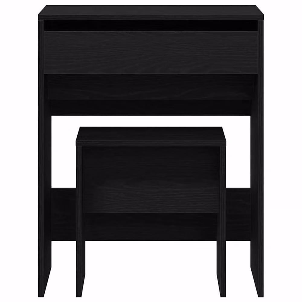 Berkfield Home Black Oak Dressing Table with Mirror in Matt Engineered Wood – 4