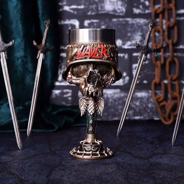 Nemesis Now! Slayer Eagle Helmet Skull Logo Goblet in Bronze and Gold